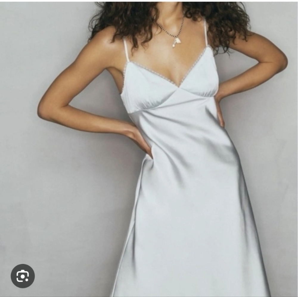 ARITZIA SUNDAY BEST rae slip dress in grey sky - size large